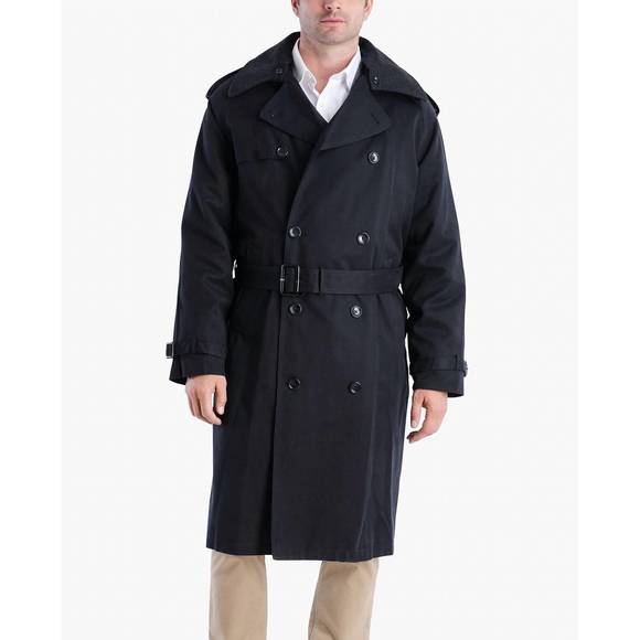 NEW LONDON FOG classic double breasted trench coat in black